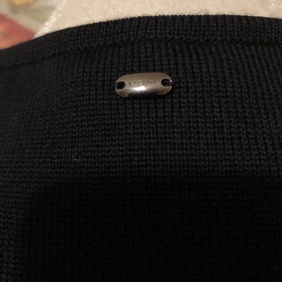 Sz XL Escada Shiloah Black and Silver Sleeveless Knit Top - Picture 12 of 16